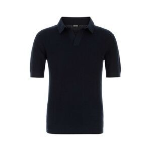 Zegna Men Midnight Blue Cotton Polo Shirt